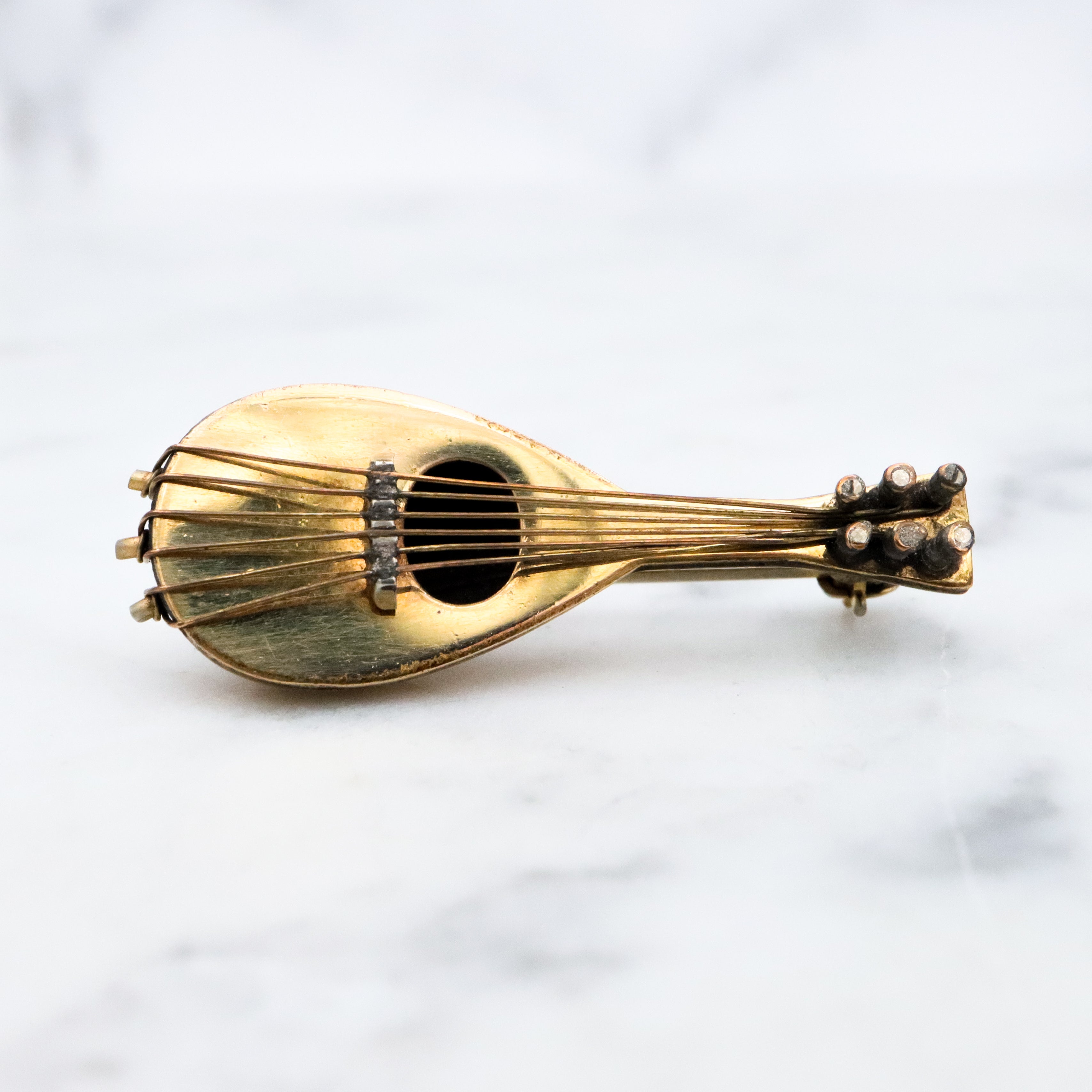 Antique gold filled mandolin instrument brooch